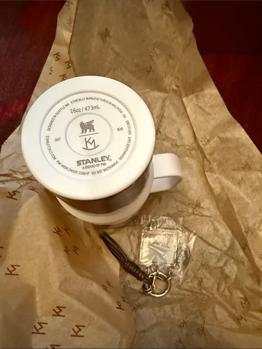 Stanley White and Brown Cowhide-rodeo Kacey musgraves Mug with Handle 16 oz - Picture 5 of 10